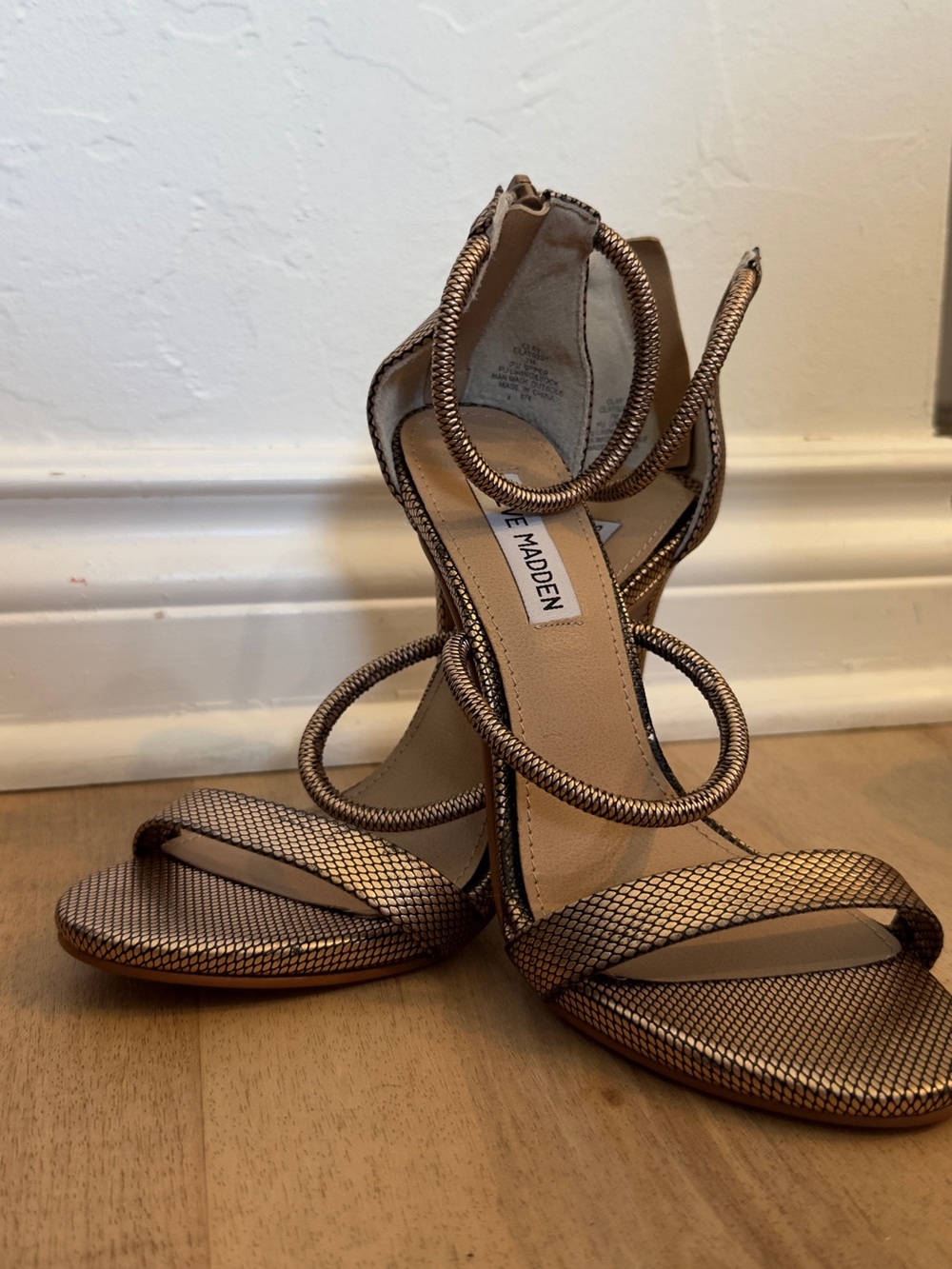 Steve Madden Rose Gold Coil-Strap High Heels